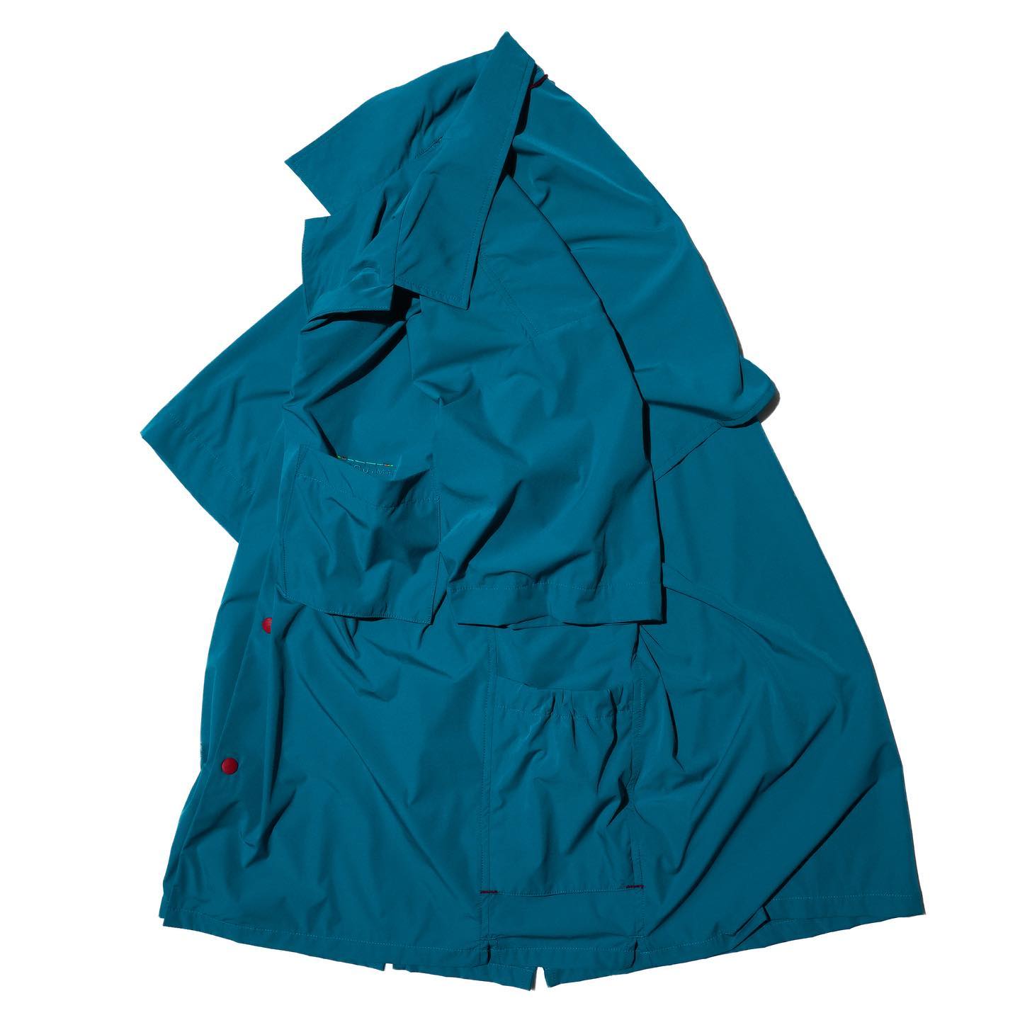 Side Pockets Open Collar Shirt - Lake Blue