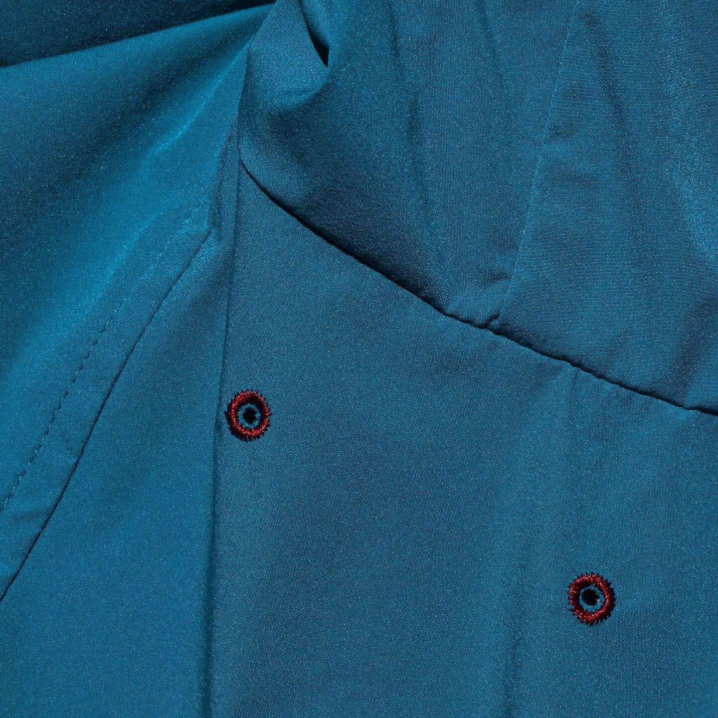 Side Pockets Open Collar Shirt - Lake Blue
