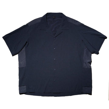 Side Pockets Open Collar Shirt - Blue